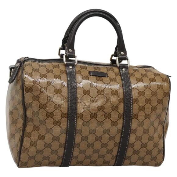 GUCCI GG Crystal Boston Bag Coated Canvas Outlet Beige Gold - Picture 1 of 16